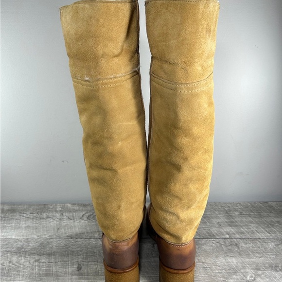 Vintage Shearling Wool Women’s Brown Campus Riding Winter Snow Leather Boots - Picture 6 of 9